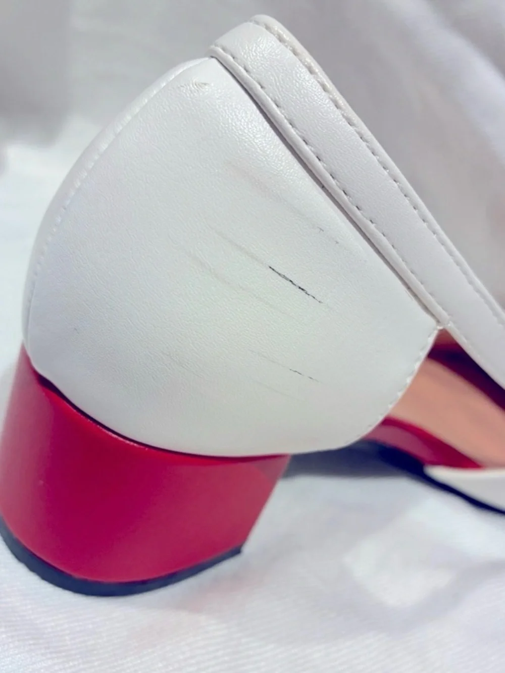 Lulu Hun Red, White, Pink Peep Toe Block Heels, Vintage Style, US sz 5/UK sz 3